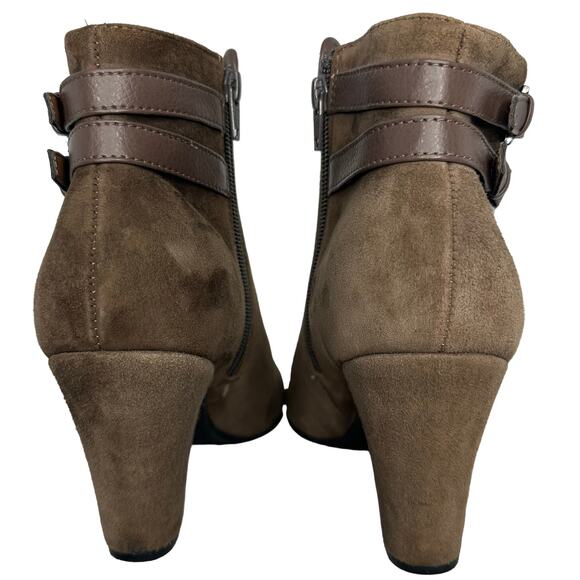 Sofft Brown Leather Ankle Boots Suede Womens 8.5 Boho Chic Fall Heeled Booties - Picture 5 of 9